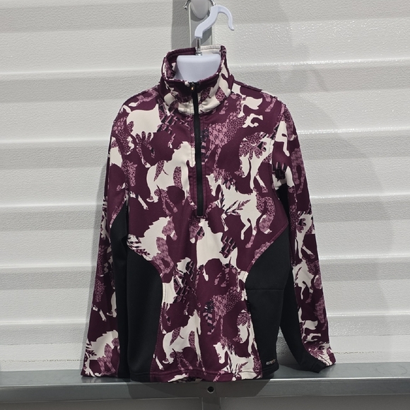Kerrits Purple and Black Zip-Up Jacket with Abstract Horse‎ Pattern Size Large - Picture 1 of 16